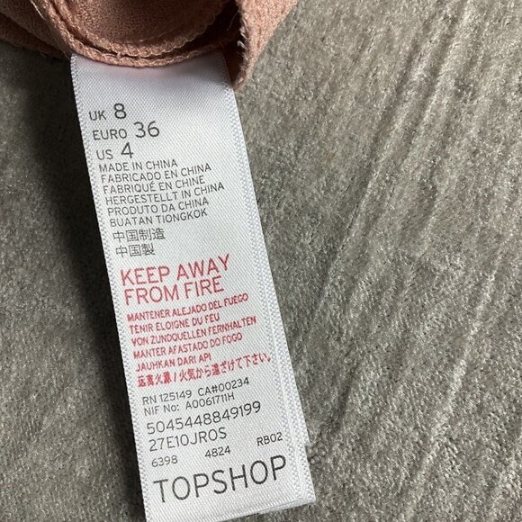 TOPSHOP Pink Cargo Style Mini A Line Skirt Size 4 Raw Hem MOTO Preppy Casual - Picture 9 of 12